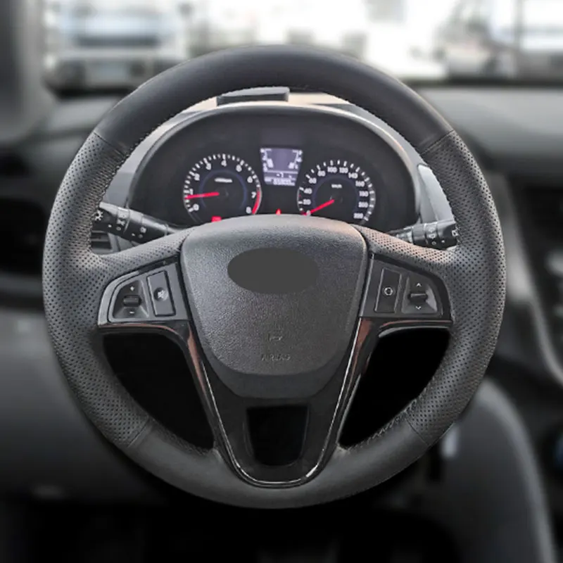 For Hyundai Solaris Verna 2010-2016 i20 2009-2015 Accent 2012-2017 Hand Braid Car Steering Wheel Leather Protection Cover Black
For Hyundai Solaris Verna 2010-2016 i20 2009-2015 Accent 2012-2017 Hand Braid Car Steering Wheel Leather Protection Cover Black