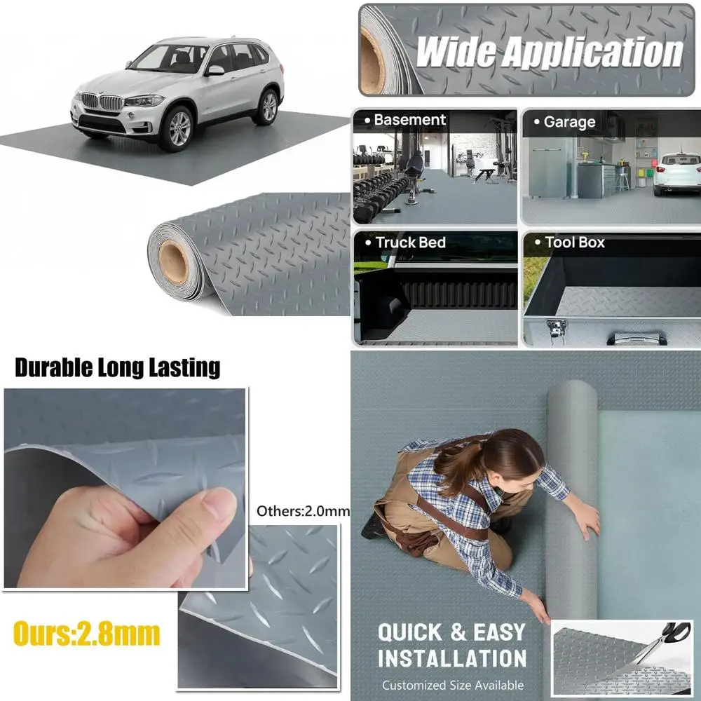 Thick PVC Garage Floor Mat, 6ft x 11ft, Heavy-Duty Waterproof Non-Slip Protector for Cars, Trailers, SUVs, Basements, Gyms (Grey
Thick PVC Garage Floor Mat, 6ft x 11ft, Heavy-Duty Waterproof Non-Slip Protector for Cars, Trailers, SUVs, Basements, Gyms (Grey
