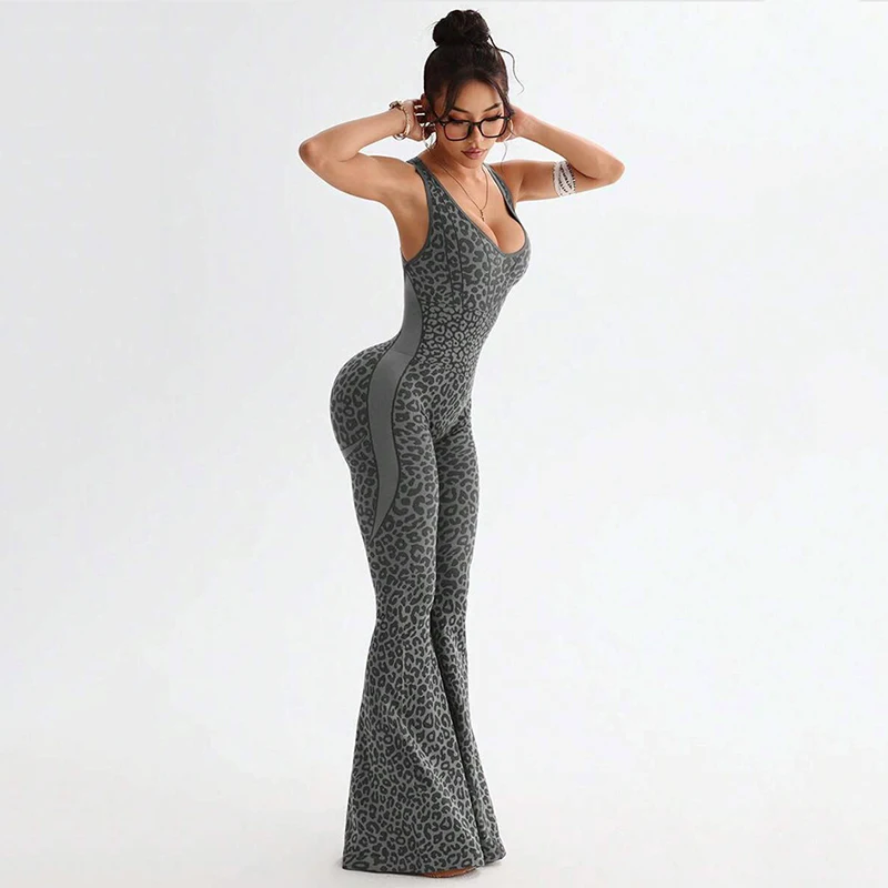 Sexy Backless Leopard Print Jumpsuit Women Slim Hip Lifting Sports Yoga Wear Flared Pants Sports Woman One-Piece Tracksuits Lady
Sexy Backless Leopard Print Jumpsuit Women Slim Hip Lifting Sports Yoga Wear Flared Pants Sports Woman One-Piece Tracksuits Lady