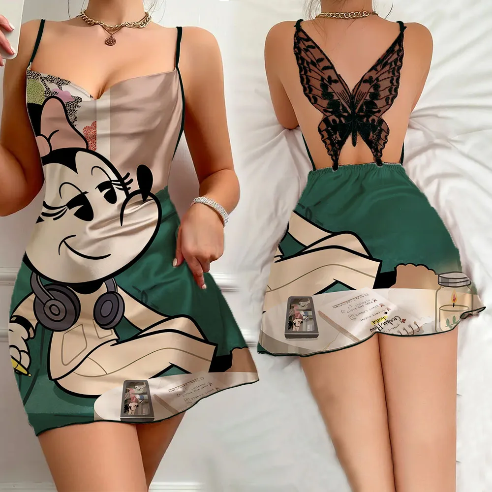 New Summer Women's Pajama Cartoon Pattern Print Female Sleeping Dress Short Sexy Comfortable Back Butterfly Hollow out Nightwear
New Summer Women's Pajama Cartoon Pattern Print Female Sleeping Dress Short Sexy Comfortable Back Butterfly Hollow out Nightwear