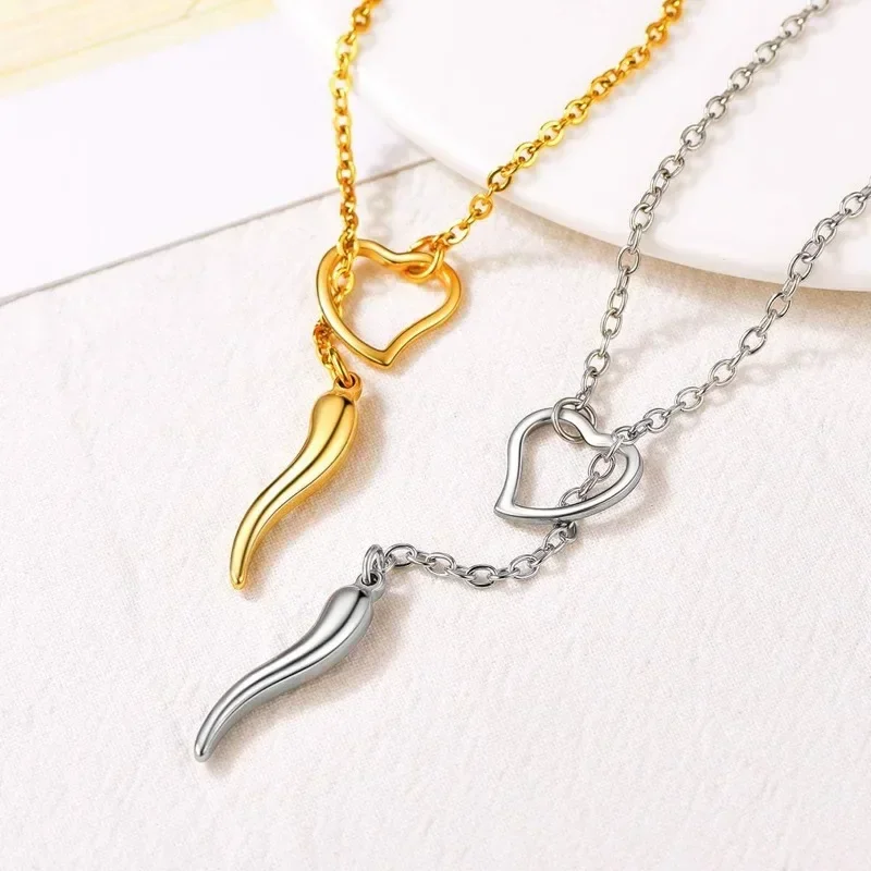 Stainless Steel Heart Italian Horn Long Necklaces for Women Men Lariat Y Necklace Daily Accessaries Birthday Party Jewlery Gifts
Stainless Steel Heart Italian Horn Long Necklaces for Women Men Lariat Y Necklace Daily Accessaries Birthday Party Jewlery Gifts