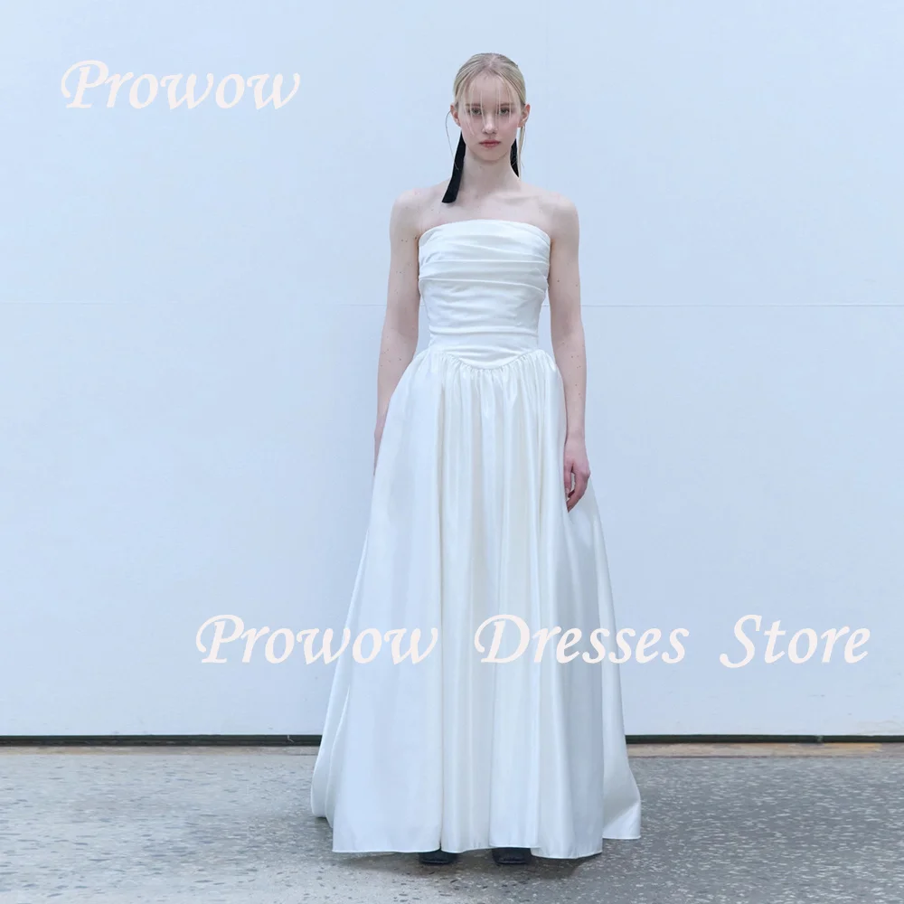 Prowow Elegant Strapless A Line Wedding Dress Korea Photo Shoot Pleats Floor Length Bridal Gown Corset Back Free Customized
Prowow Elegant Strapless A Line Wedding Dress Korea Photo Shoot Pleats Floor Length Bridal Gown Corset Back Free Customized