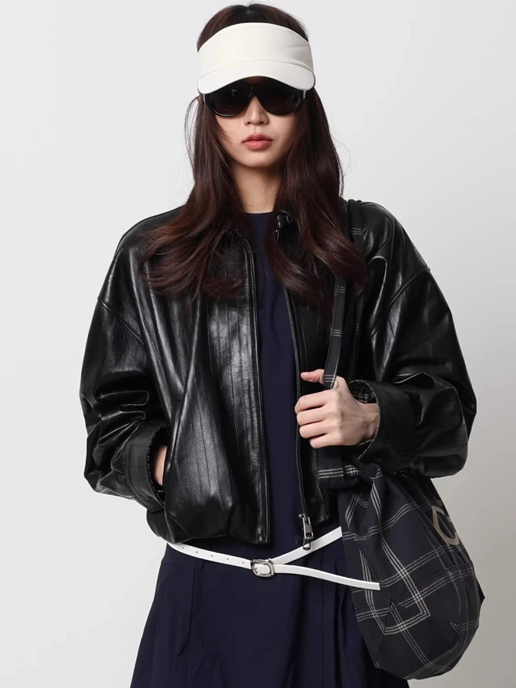 Casual Short Genuine Leather Jackets for Women Spring Autumn High-end Simple Eel Texture Loose Soft Black Real Sheepskin Coat
Casual Short Genuine Leather Jackets for Women Spring Autumn High-end Simple Eel Texture Loose Soft Black Real Sheepskin Coat