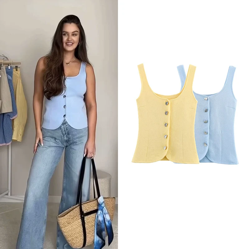 Knitted Tops Summer Women's New Tank Tops Fashion Slim Elegant Joker Travel Women's Tops Chic Youth Holiday Top
Knitted Tops Summer Women's New Tank Tops Fashion Slim Elegant Joker Travel Women's Tops Chic Youth Holiday Top