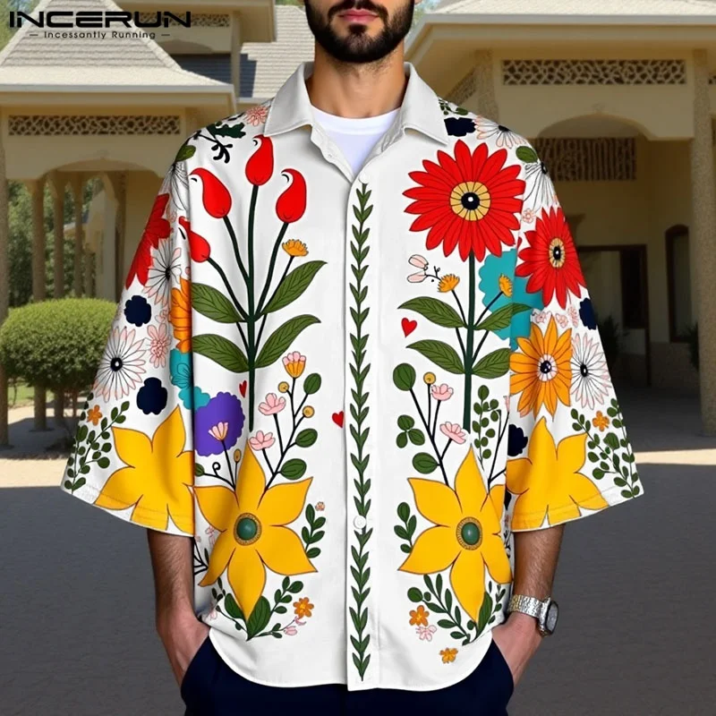 INCERUN Summer Short Sleeve Tops Casual Tee Men Shirts Streetwear Floral Print Irregular Shirt Men's Clothing Fashion Oversize
INCERUN Summer Short Sleeve Tops Casual Tee Men Shirts Streetwear Floral Print Irregular Shirt Men's Clothing Fashion Oversize
