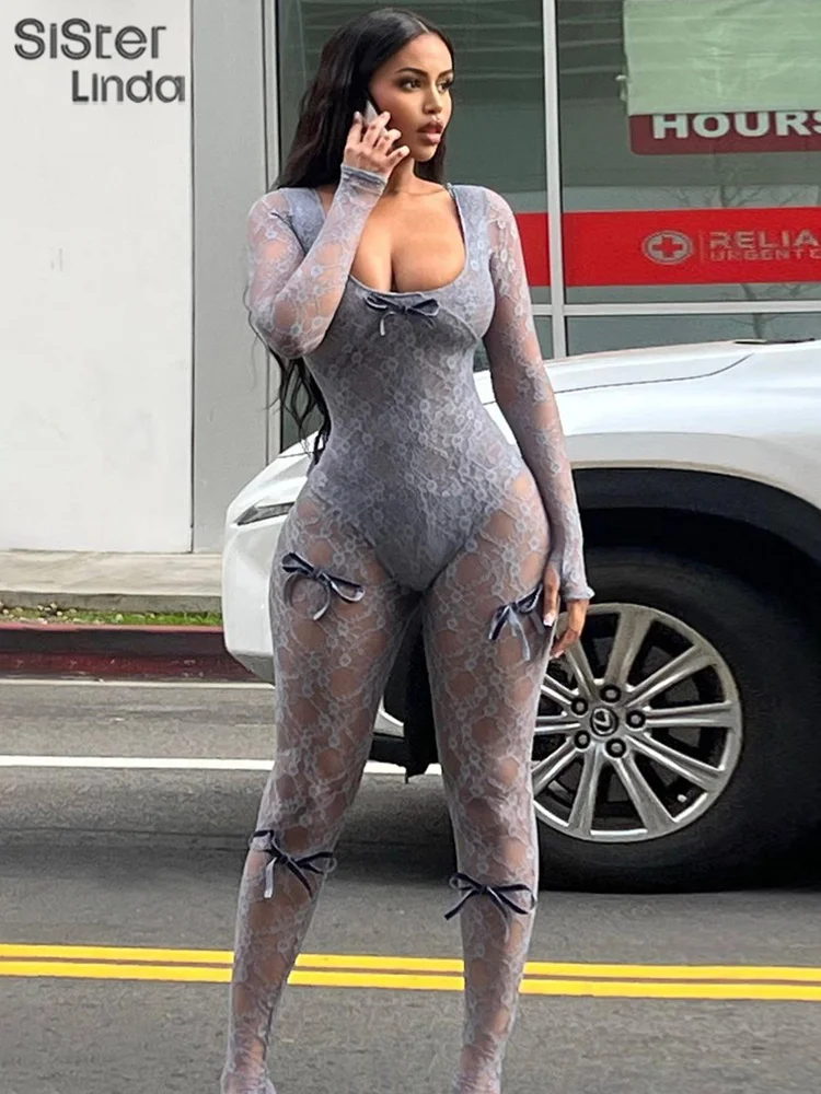 klalien Lace Bow See Through Jumpsuit Women Summer Full Sleeve Low-Neck Midnight Clubwear Overalls Female Workout Attirewear
klalien Lace Bow See Through Jumpsuit Women Summer Full Sleeve Low-Neck Midnight Clubwear Overalls Female Workout Attirewear