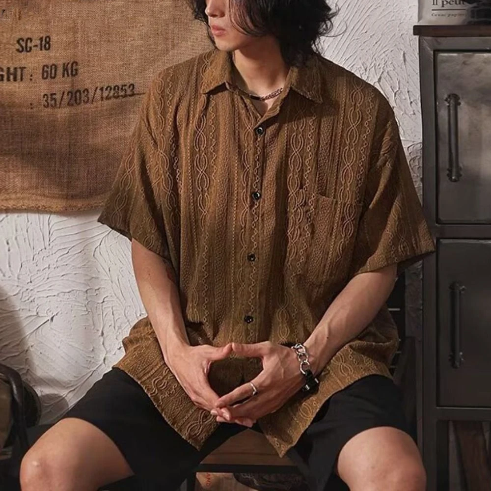 Soft Retro Men's Floral Blouse Hollow Out Solid Color Short Sleeve Shirts Loose Clothing Cardigan Shirts Men Men
Soft Retro Men's Floral Blouse Hollow Out Solid Color Short Sleeve Shirts Loose Clothing Cardigan Shirts Men Men