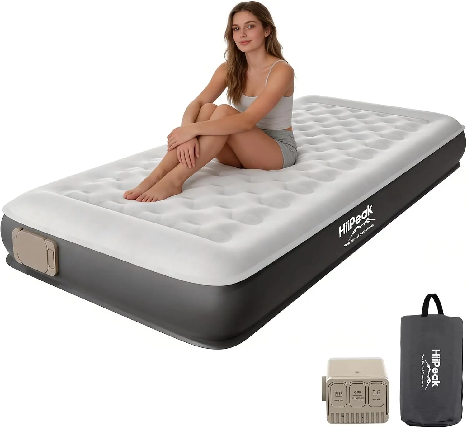 Twin Air Mattress Bed with Removable Multi-Function Air Pump, Self Inflatable TPU ECO Blow Up Bed, All Night Stability No Leak
Twin Air Mattress Bed with Removable Multi-Function Air Pump, Self Inflatable TPU ECO Blow Up Bed, All Night Stability No Leak