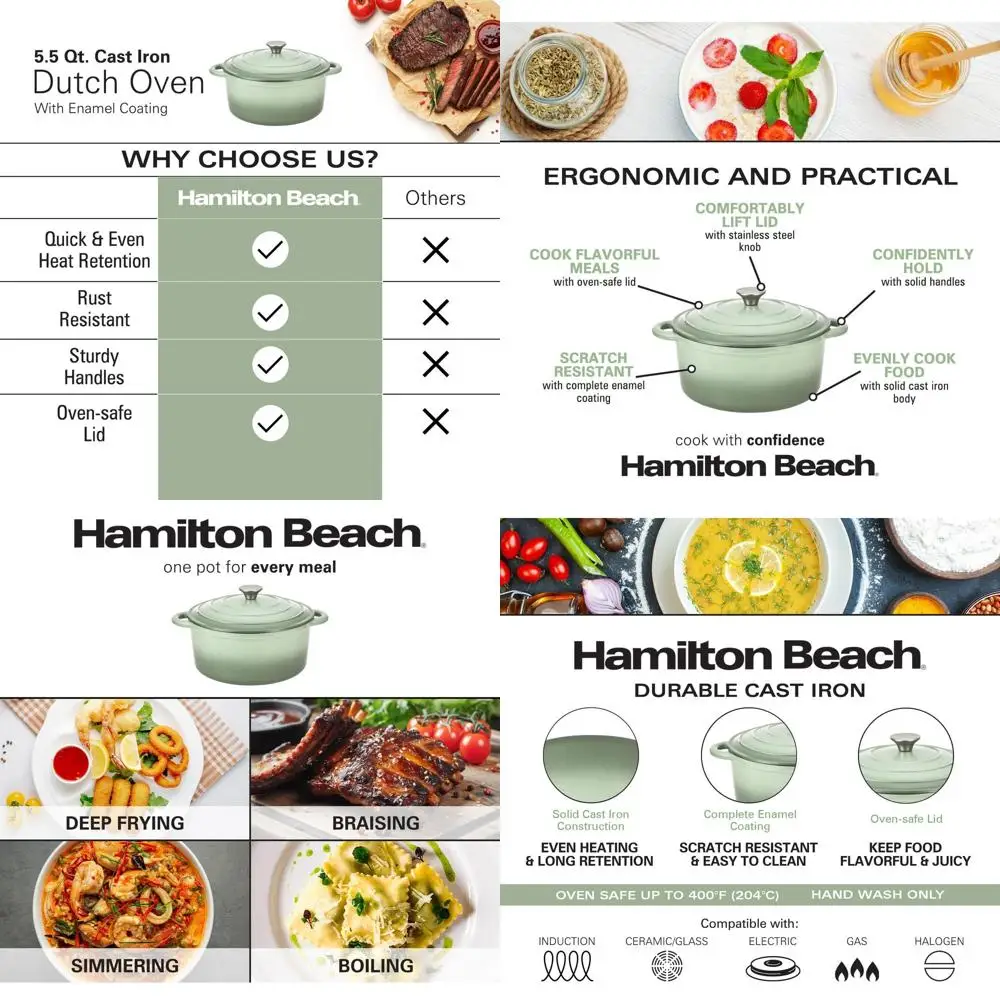 Чугунная эмалированная жаровня (голландская печь) объемом 5,5 литров, цвета шалфейно-зеленый, с крышкой
Чугунная эмалированная жаровня (голландская печь) объемом 5,5 литров, цвета шалфейно-зеленый, с крышкой