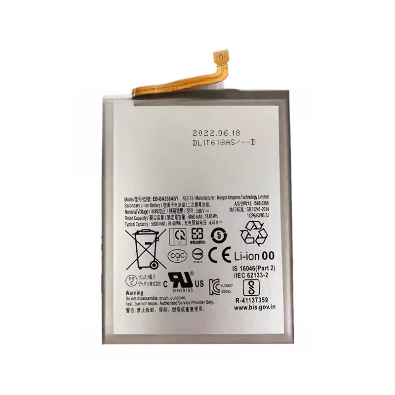 For Samsung Galaxy A33 5G SM-A336 A53 5G SM-A536 New Dual Protection Compatible Battery 5000mAh EB-BA336ABY EB-BA536ABY
For Samsung Galaxy A33 5G SM-A336 A53 5G SM-A536 New Dual Protection Compatible Battery 5000mAh EB-BA336ABY EB-BA536ABY