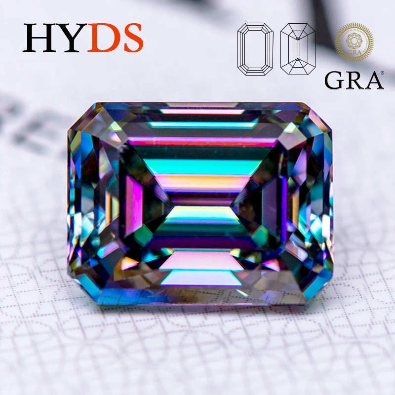 Moissanite Stone Emerald Cut Rainbow Green Color VVS1 Gemstone Charms Beads for DIY Fashion Jewelry Making with GRA Certificate
Moissanite Stone Emerald Cut Rainbow Green Color VVS1 Gemstone Charms Beads for DIY Fashion Jewelry Making with GRA Certificate