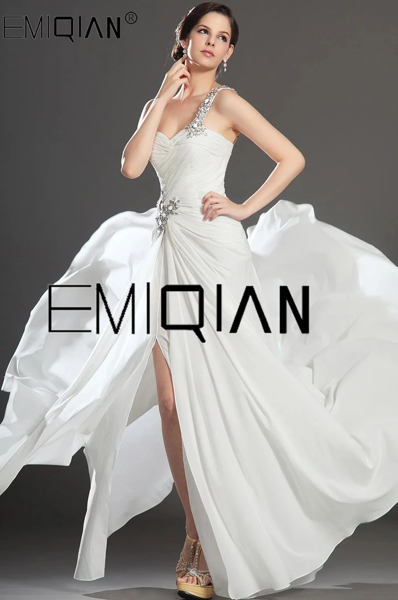 Elegant One Shoulder White Chiffon Evening Dresses High Slit Long Crystals Beaded Special Occasion Prom Gown robes de soirée
Elegant One Shoulder White Chiffon Evening Dresses High Slit Long Crystals Beaded Special Occasion Prom Gown robes de soirée