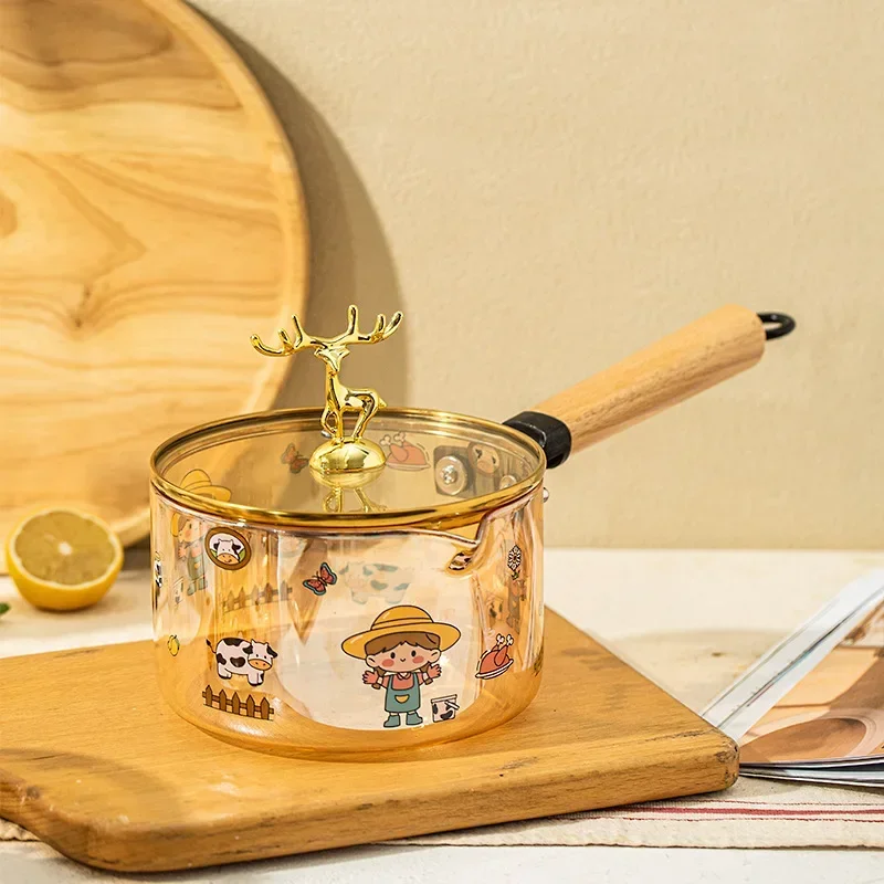 Amber Print Milk Pan Deer Head Glass Pot Heat-resistant Bubble Noodle Cooker Glass Cooking Pot Practical Kitchenware
Amber Print Milk Pan Deer Head Glass Pot Heat-resistant Bubble Noodle Cooker Glass Cooking Pot Practical Kitchenware