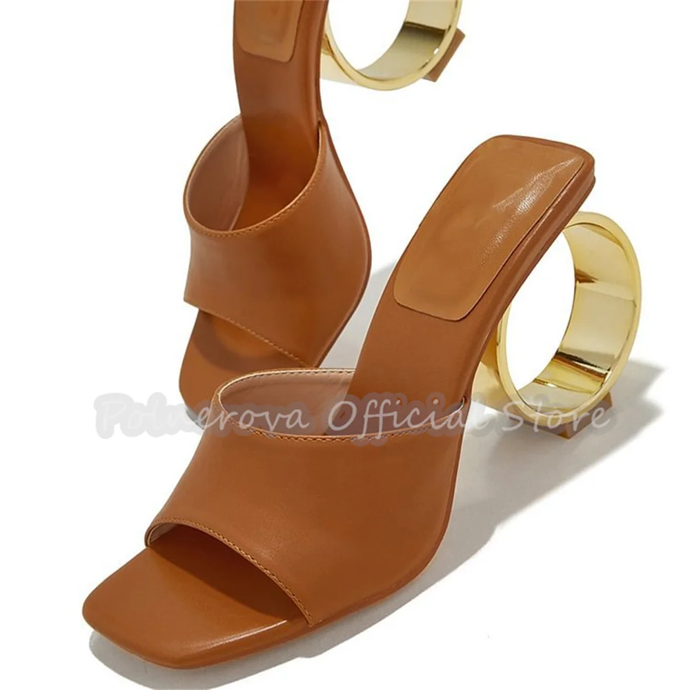 Fashion Design Hollow Gold Circle Heel Women Mules Square Toe Ring High Heel Slingback Pumps New Fashion Party Evening Shoes
Fashion Design Hollow Gold Circle Heel Women Mules Square Toe Ring High Heel Slingback Pumps New Fashion Party Evening Shoes