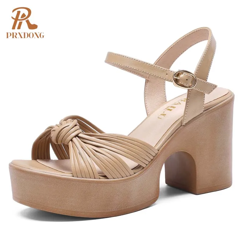 PRXDONG Women's Shoes 2025 New Summer QUliaty Leather CHunky High Heels Platform Black Apricot Dress Party Female Sandals 34-39
PRXDONG Women's Shoes 2025 New Summer QUliaty Leather CHunky High Heels Platform Black Apricot Dress Party Female Sandals 34-39