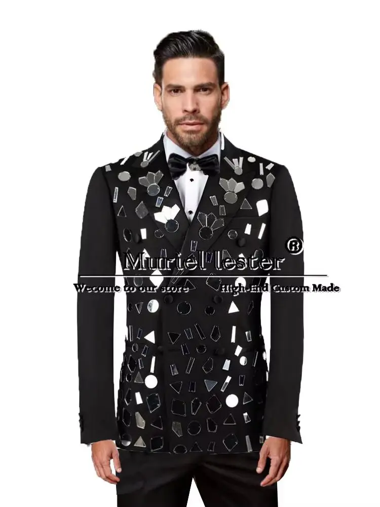 Sparkly Groom Wear Wedding Suits Gemstone Beaded Prom Blazer Customized Men's Tuxedo 2 Pcs (Double Breasted Jacket Pants) 2025
Sparkly Groom Wear Wedding Suits Gemstone Beaded Prom Blazer Customized Men's Tuxedo 2 Pcs (Double Breasted Jacket Pants) 2025
