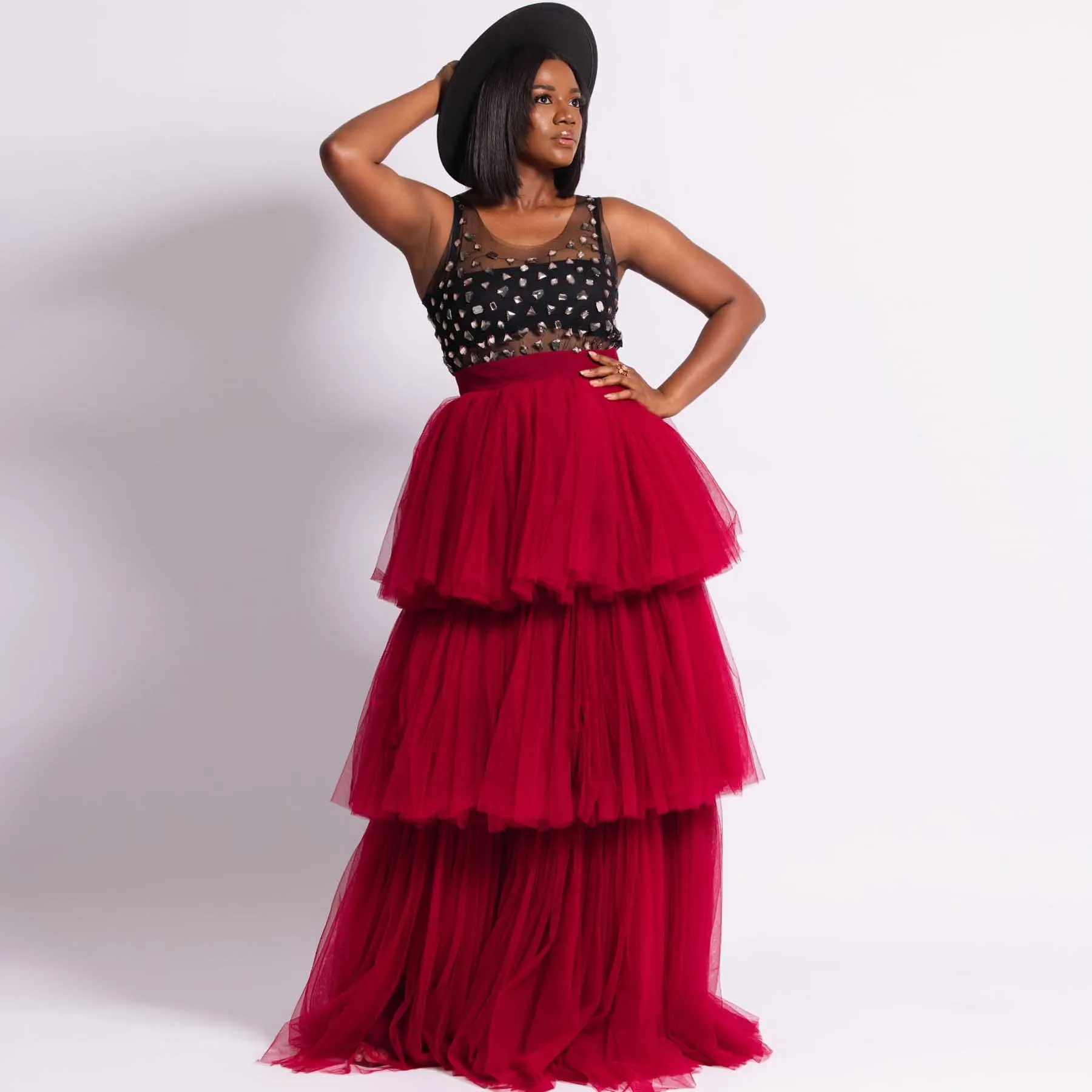 Dark Red Layered Tulle Skirt Floor Length Tiered Mesh Wedding Party Skirts Long Evening Wear Extra Puffy Ruffle Maxi Skirt
Dark Red Layered Tulle Skirt Floor Length Tiered Mesh Wedding Party Skirts Long Evening Wear Extra Puffy Ruffle Maxi Skirt