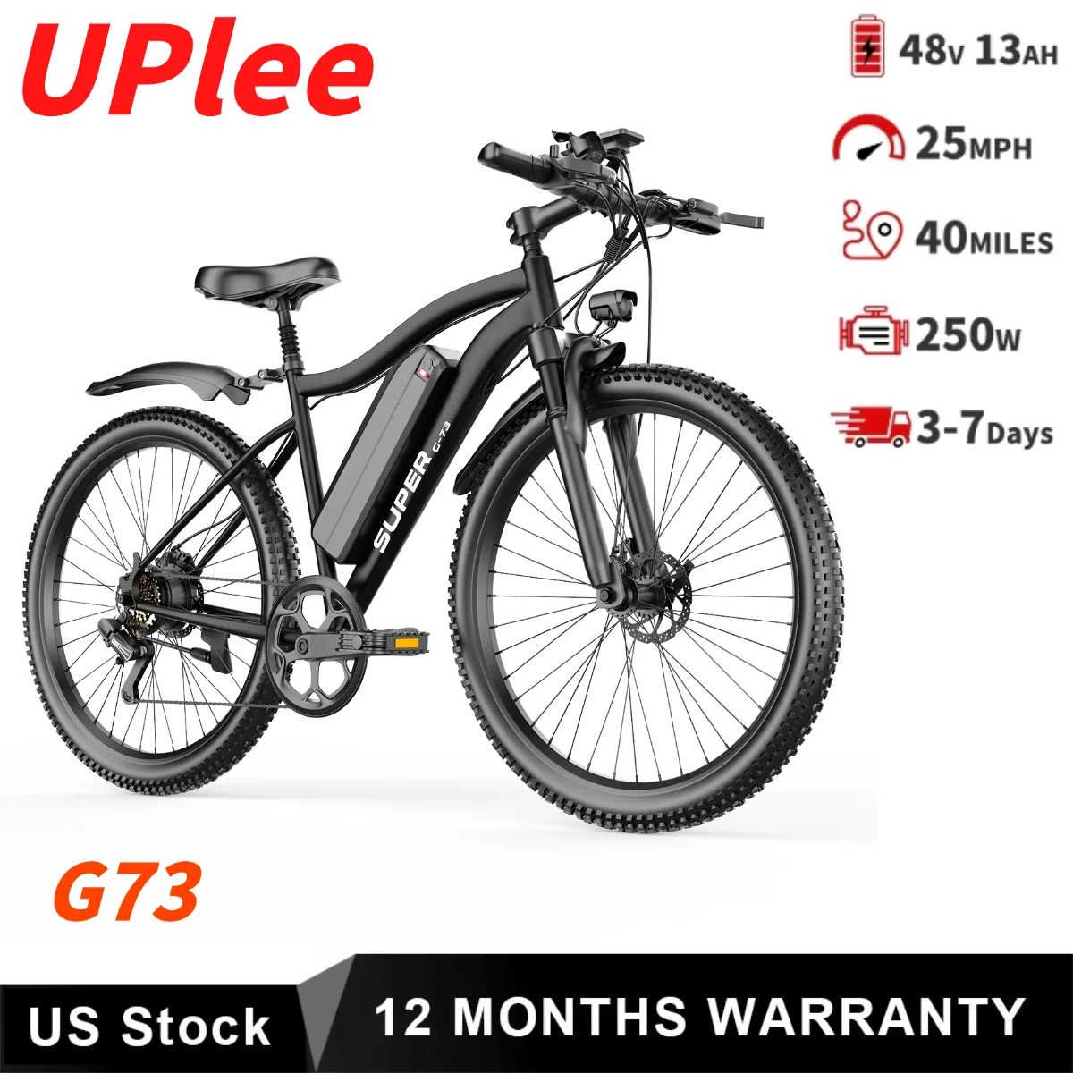 Электровелосипед UPlee G73 для взрослых, мотор 500 Вт, аккумулятор 48В 15Ач (съемный), 26-дюймовые шины, горный электровелосипед для бездорожья
Электровелосипед UPlee G73 для взрослых, мотор 500 Вт, аккумулятор 48В 15Ач (съемный), 26-дюймовые шины, горный электровелосипед для бездорожья