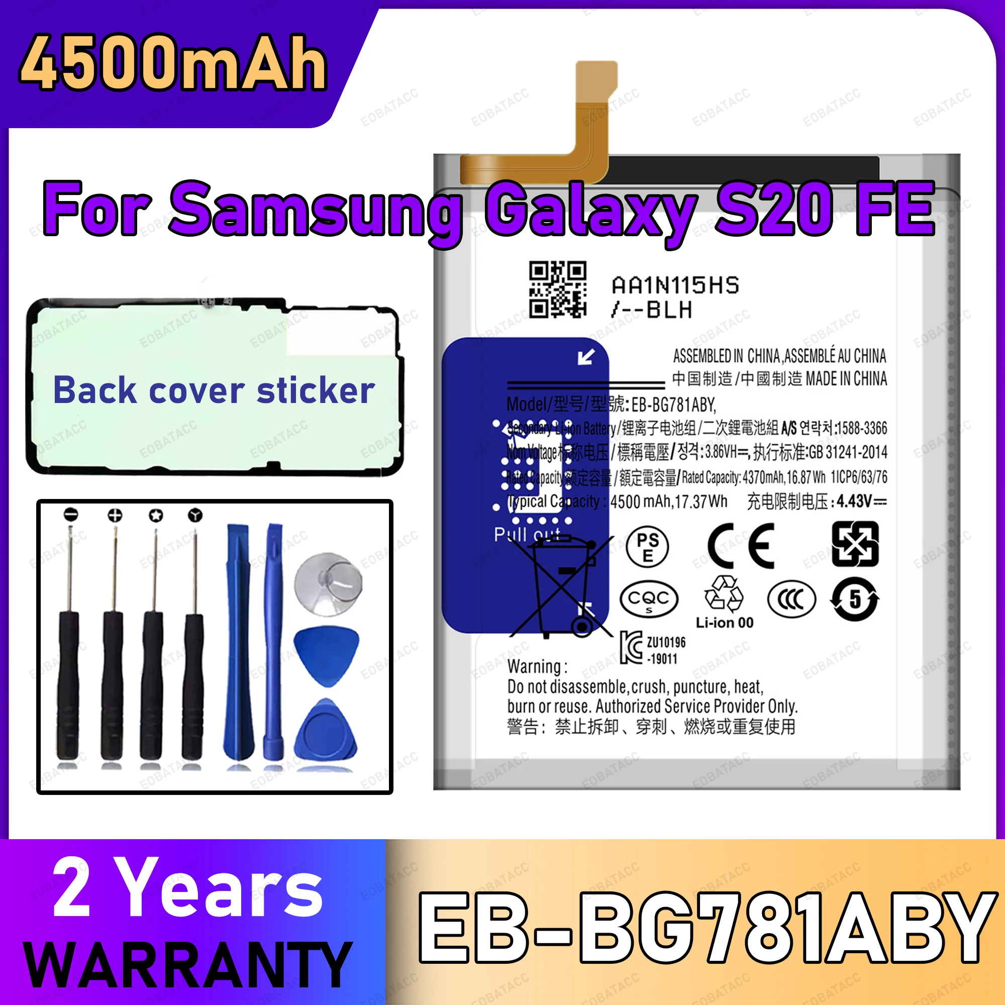 Brand New EB-BG781ABY 5000mAh Replacement Battery For Samsung Galaxy S20 FE 5G Batteries Tools
Brand New EB-BG781ABY 5000mAh Replacement Battery For Samsung Galaxy S20 FE 5G Batteries Tools