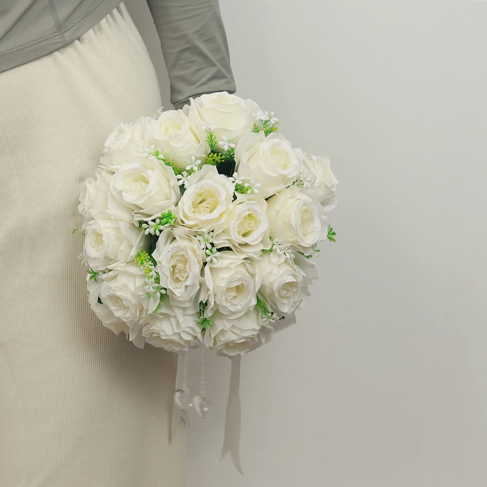 Wedding Bouquets White Champagne Artificial Roses Flower Bouquet for Bride Bridesmaid Wedding Party Home Decoration
Wedding Bouquets White Champagne Artificial Roses Flower Bouquet for Bride Bridesmaid Wedding Party Home Decoration