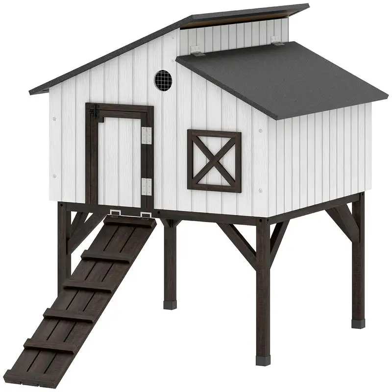 Chicken Coop Hen House with Nesting Box, Elevated Rabbit Hutch with Ramp, Asphalt Openable Roof and Elevated Legs
Chicken Coop Hen House with Nesting Box, Elevated Rabbit Hutch with Ramp, Asphalt Openable Roof and Elevated Legs