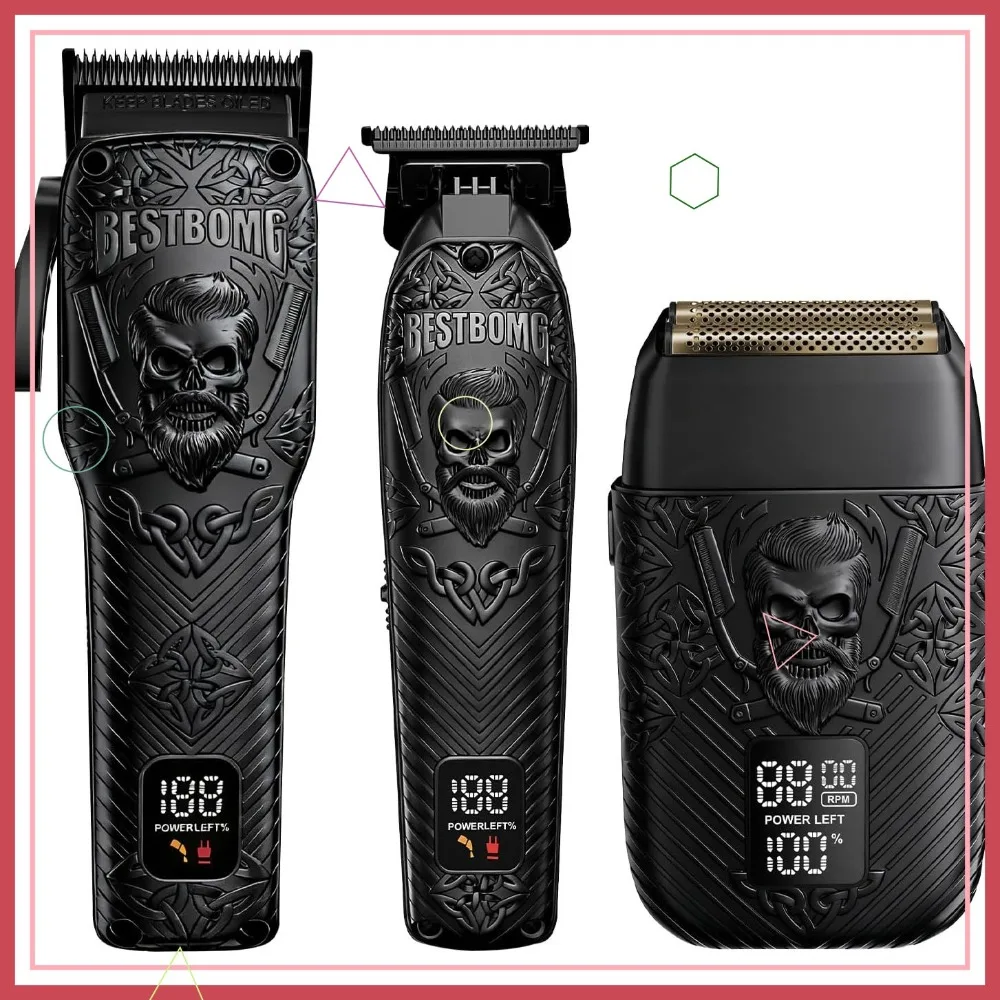 Professional Cordless Hair Clippers & Beard Trimmer, Metal Cutting Grooming Kit for Family Barber Use (Black)
Professional Cordless Hair Clippers & Beard Trimmer, Metal Cutting Grooming Kit for Family Barber Use (Black)