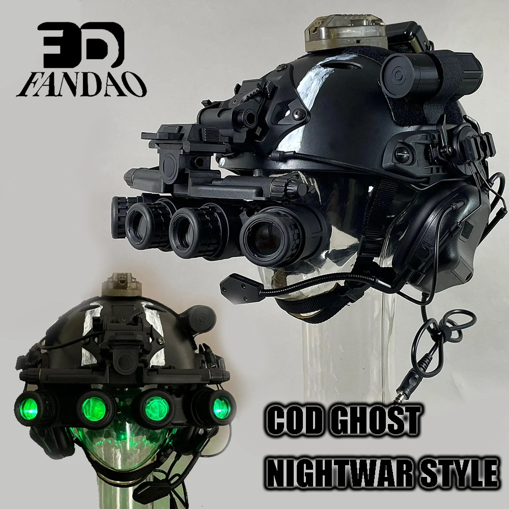 COD Ghost Nightwar Style Tactical Helmet & Illuminated Visible NVG Set with Airsoft Ghost Skull Mask Headset Helmet Signal Light
COD Ghost Nightwar Style Tactical Helmet & Illuminated Visible NVG Set with Airsoft Ghost Skull Mask Headset Helmet Signal Light