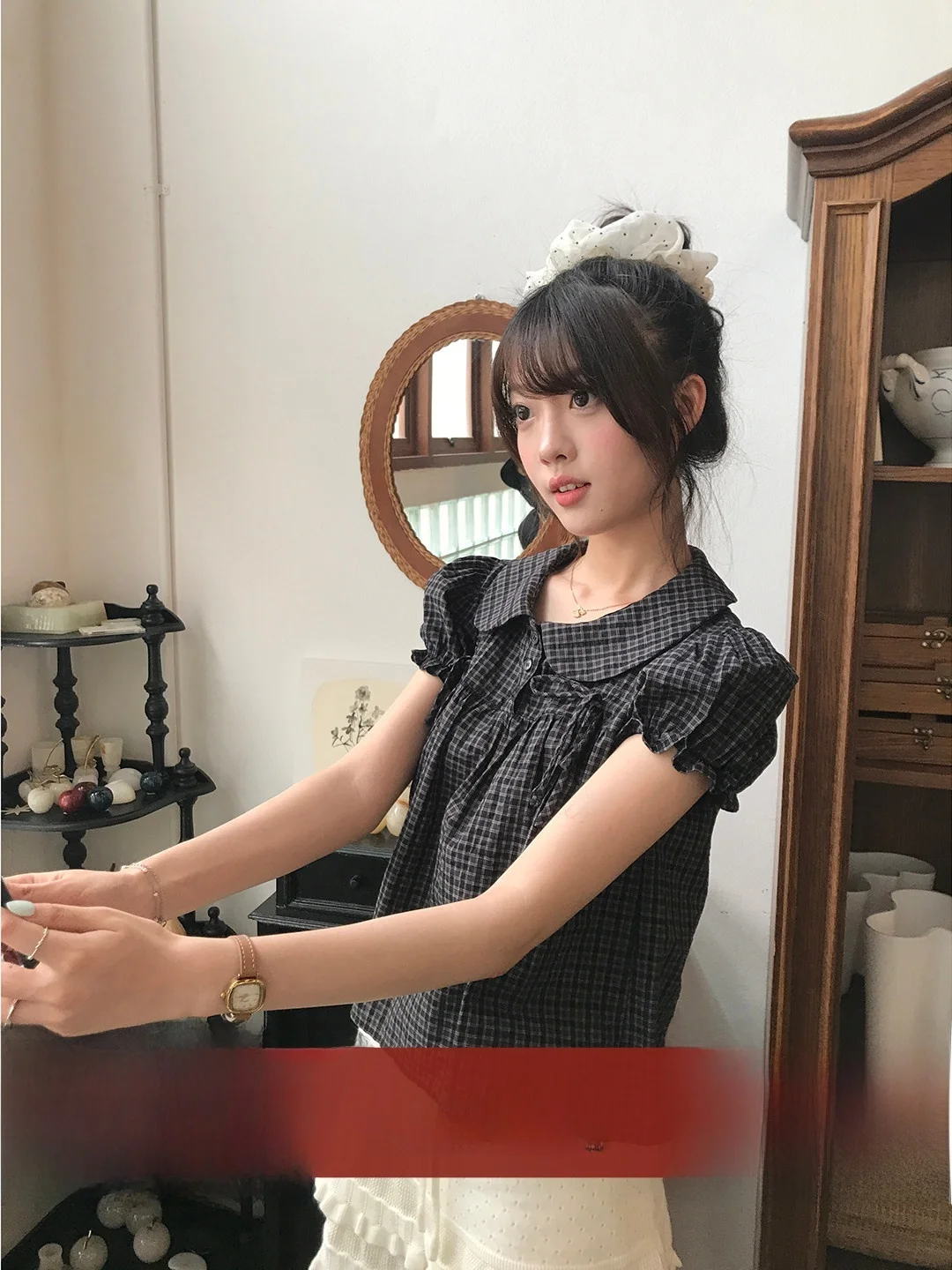 Imimtuan Plaid Shirt with Bowtie Short Sleeve Doll Collar Korean Style Gentle College Feeling Anti-aging Slimming Small Shirt
Imimtuan Plaid Shirt with Bowtie Short Sleeve Doll Collar Korean Style Gentle College Feeling Anti-aging Slimming Small Shirt