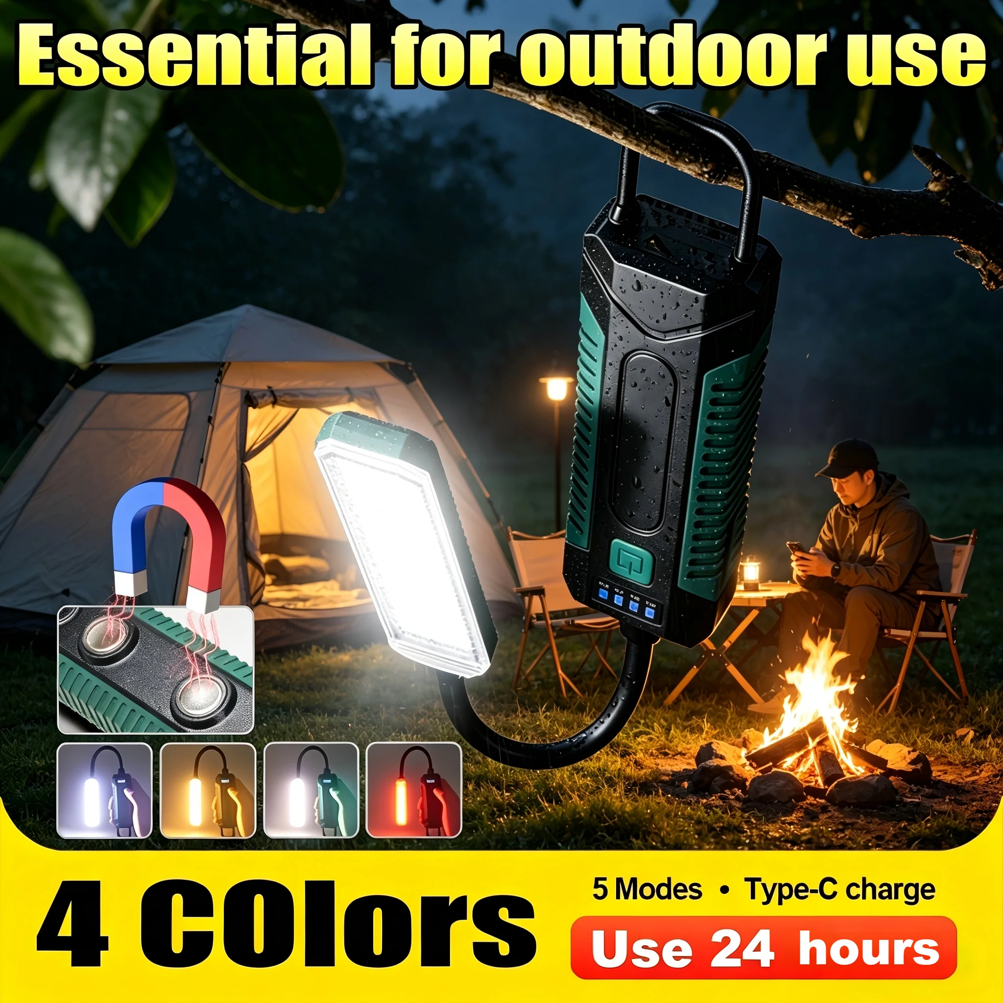 360° COB LED Work Lamp with Swivel Hose, Outdoor Emergency Lighting, Magnetic, with Hook for Car Repair, Camping and Maintenance
360° COB LED Work Lamp with Swivel Hose, Outdoor Emergency Lighting, Magnetic, with Hook for Car Repair, Camping and Maintenance