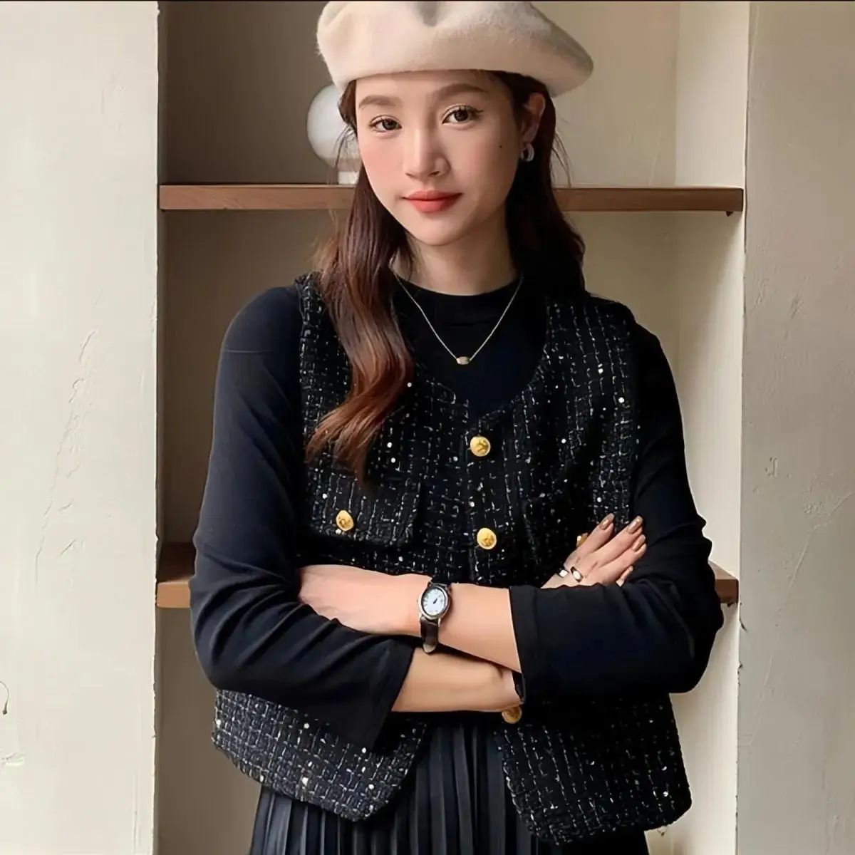 Women's Autumn Spring Plaid Jaet Vest Faionable Versatile Outerwear 2025 New Sle Button Detail round Ne Polyester
Women's Autumn Spring Plaid Jaet Vest Faionable Versatile Outerwear 2025 New Sle Button Detail round Ne Polyester