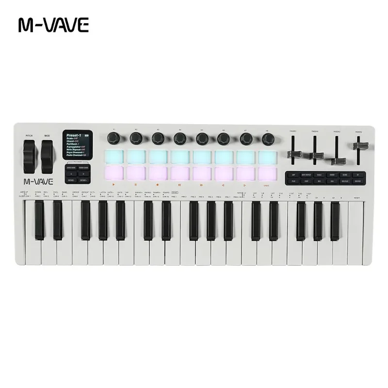 M-VAVE SMK-37 PRO Keyboard 37 Key 3.5mm MIDI 16 RGB Drum Padswith Sound Source Supports Wireless Connection To Multiple Systems
M-VAVE SMK-37 PRO Keyboard 37 Key 3.5mm MIDI 16 RGB Drum Padswith Sound Source Supports Wireless Connection To Multiple Systems