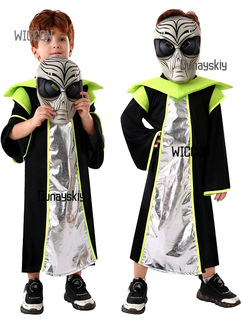 Halloween Alien Costume - Glow in The Dark Cosplay Outfit with UFO Hat Toddler Party Dress for Stage Performance
Halloween Alien Costume - Glow in The Dark Cosplay Outfit with UFO Hat Toddler Party Dress for Stage Performance