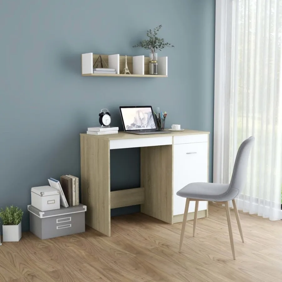 Desk White and Sonoma Oak Engineered Wood Medium Computer Desk
Desk White and Sonoma Oak Engineered Wood Medium Computer Desk