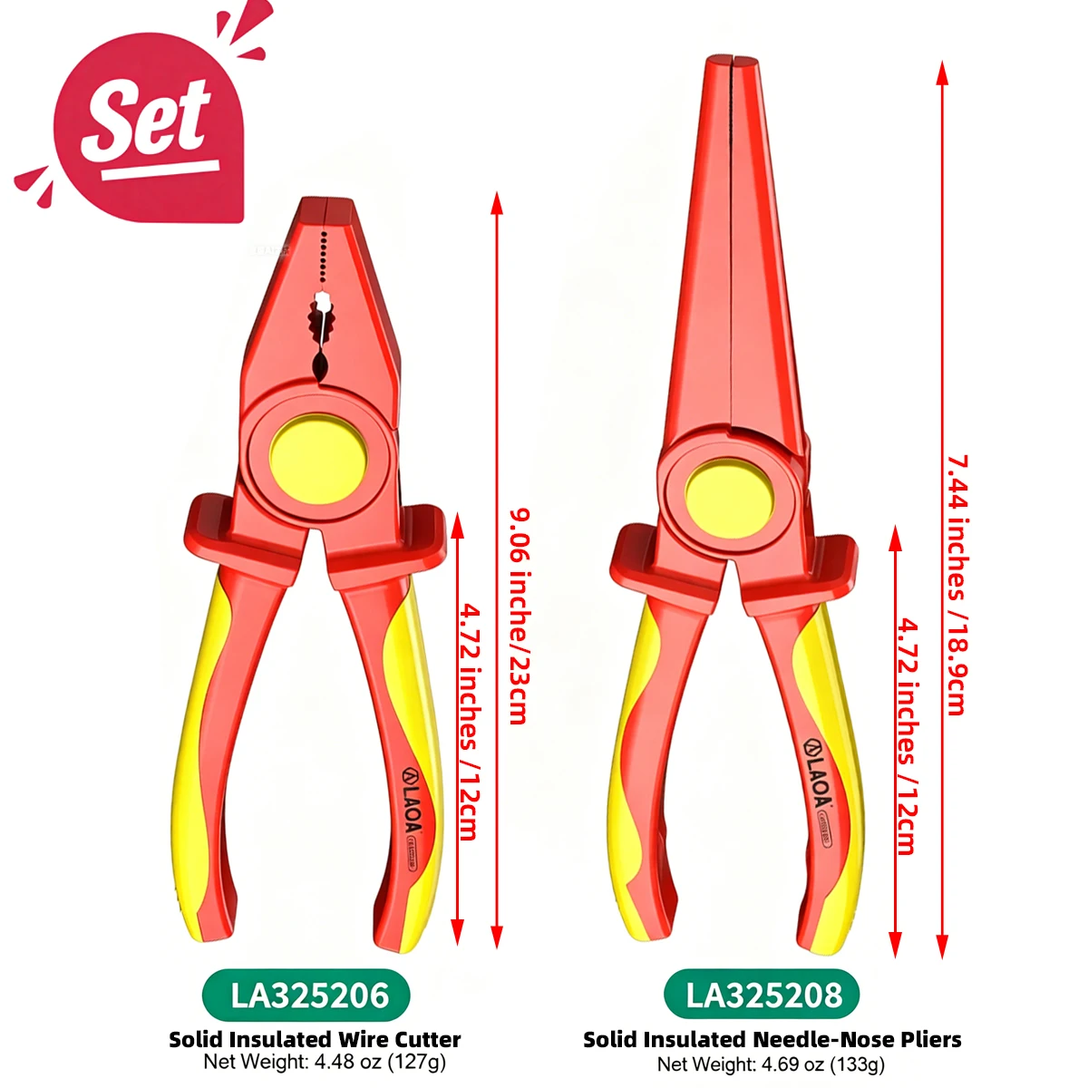 LAOA VDE Insulated Pliers Set 1000V Safe Wire Cutter Needle Nose Pliers Anti-Slip Handle Electrician Tool Kit
LAOA VDE Insulated Pliers Set 1000V Safe Wire Cutter Needle Nose Pliers Anti-Slip Handle Electrician Tool Kit
