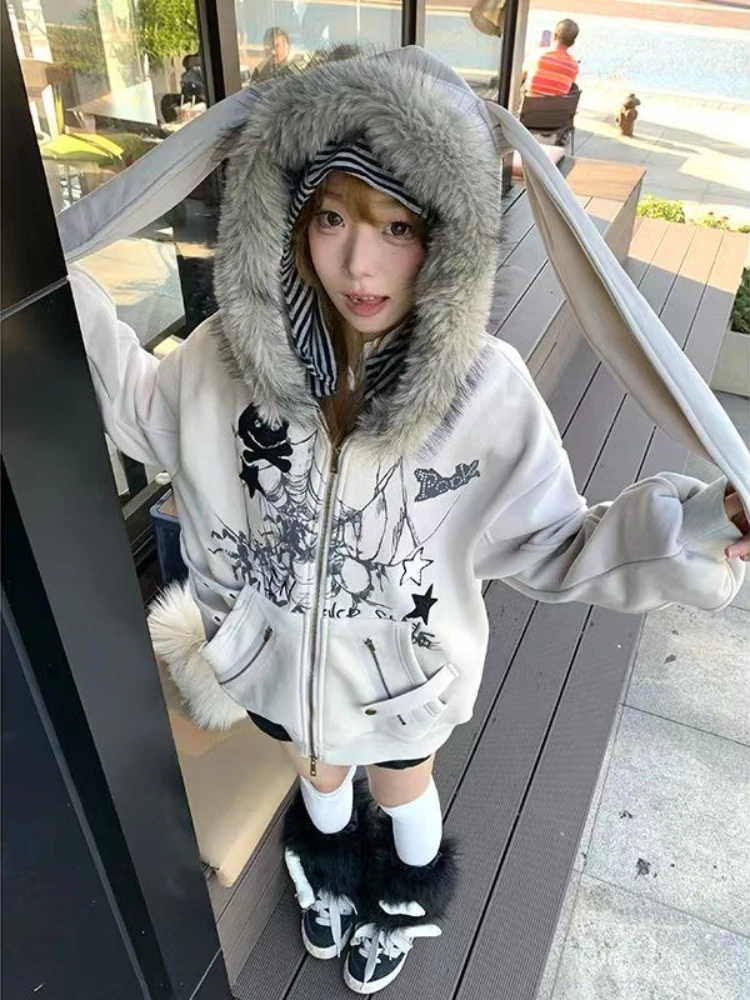 Aesthetic Y2k Subculture Loose Coat Women Fashion Sweet Zipper Print Sweatshirts Autumn Winter Cute Retro Thickened Warm Hoodie
Aesthetic Y2k Subculture Loose Coat Women Fashion Sweet Zipper Print Sweatshirts Autumn Winter Cute Retro Thickened Warm Hoodie