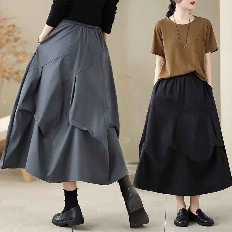 Irregular Pleated Skirt Women 2026 New Midi Skirt Elastic Waist Solid Color Casual Skirt W2251
Irregular Pleated Skirt Women 2026 New Midi Skirt Elastic Waist Solid Color Casual Skirt W2251