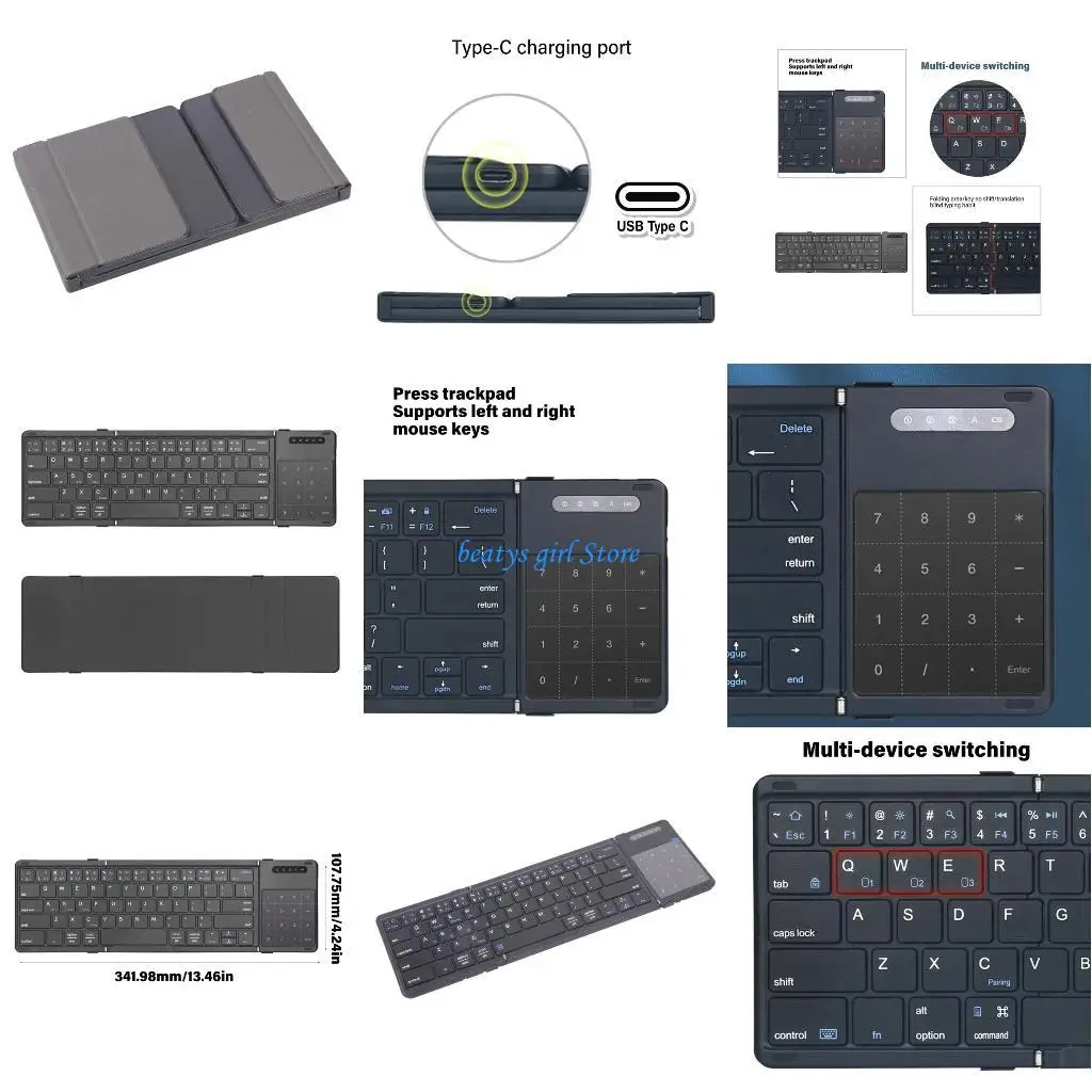 C7AB Foldable Wireless Keyboard for Travel, Folding Keyboards Small Keypad with Touchpad for Laptop Phone Tablets
C7AB Foldable Wireless Keyboard for Travel, Folding Keyboards Small Keypad with Touchpad for Laptop Phone Tablets