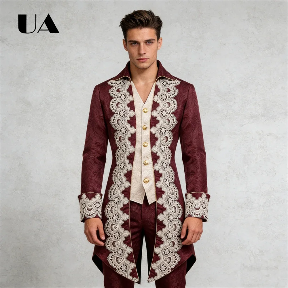 Retro Jacquard Tailcoat for Men from S to 4XL Single Breasted Lace Performance Suit Coat, High End Mens Long Suit Blazer
Retro Jacquard Tailcoat for Men from S to 4XL Single Breasted Lace Performance Suit Coat, High End Mens Long Suit Blazer