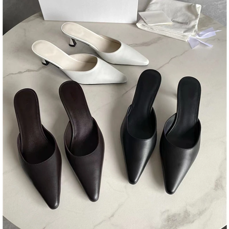 Withered Nordic Minimalist Leather Sandals Muller Retro Pointed Head High Heel Shoes Ladies Shoes Women
Withered Nordic Minimalist Leather Sandals Muller Retro Pointed Head High Heel Shoes Ladies Shoes Women