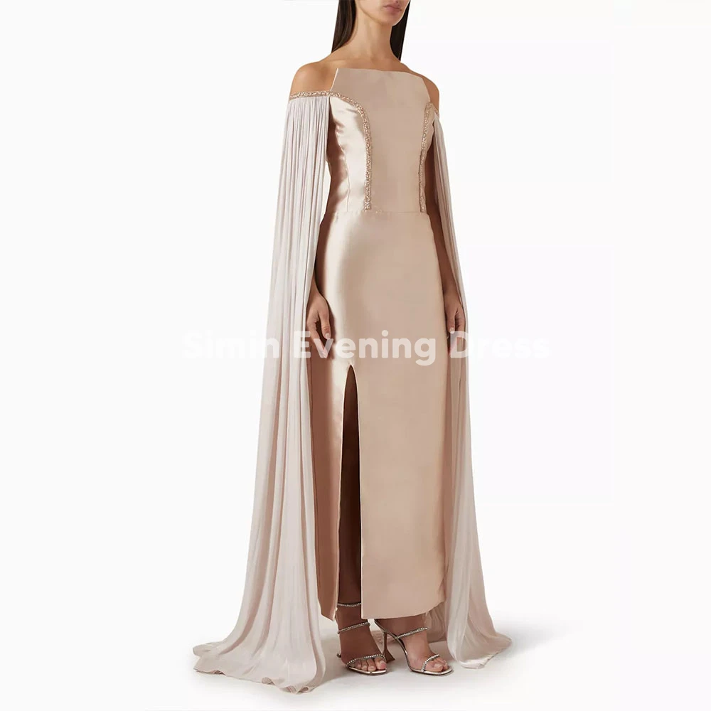 Simin женские прямые вечерние платья с открытыми плечами и бисером, элегантные вечерние платья без рукавов с лентами до щиколотки, 2025 г. 
Simin женские прямые вечерние платья с открытыми плечами и бисером, элегантные вечерние платья без рукавов с лентами до щиколотки, 2025 г.