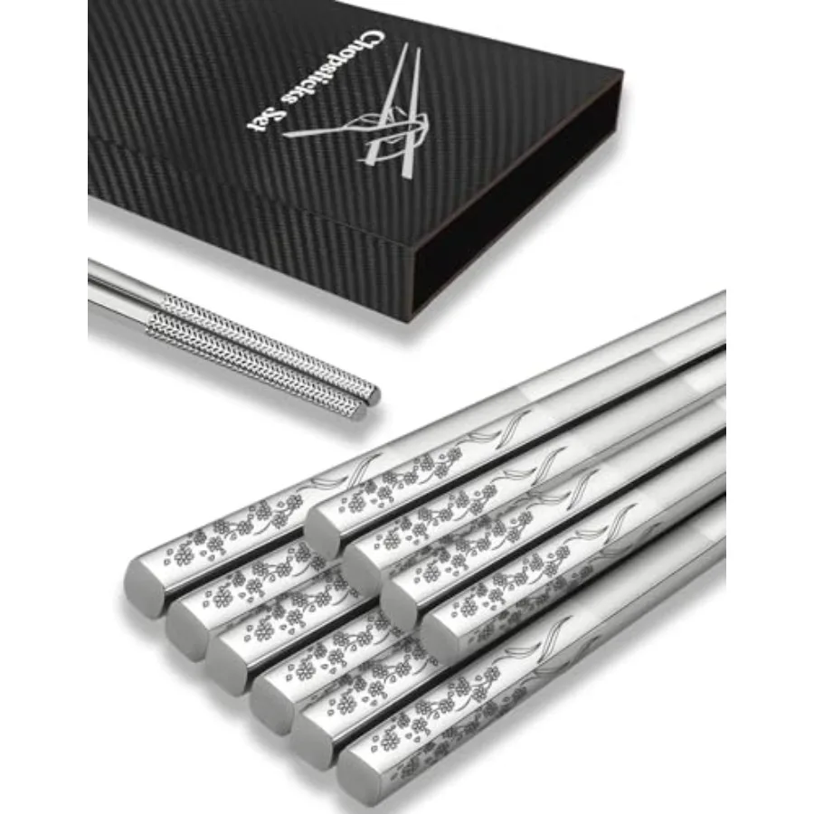 Stainless Steel Chopsticks 5 Pairs Metal Chopsticks Reusable Dishwasher Safe Square Lightweight Non-Slip Chop Sticks Silver Orc
Stainless Steel Chopsticks 5 Pairs Metal Chopsticks Reusable Dishwasher Safe Square Lightweight Non-Slip Chop Sticks Silver Orc