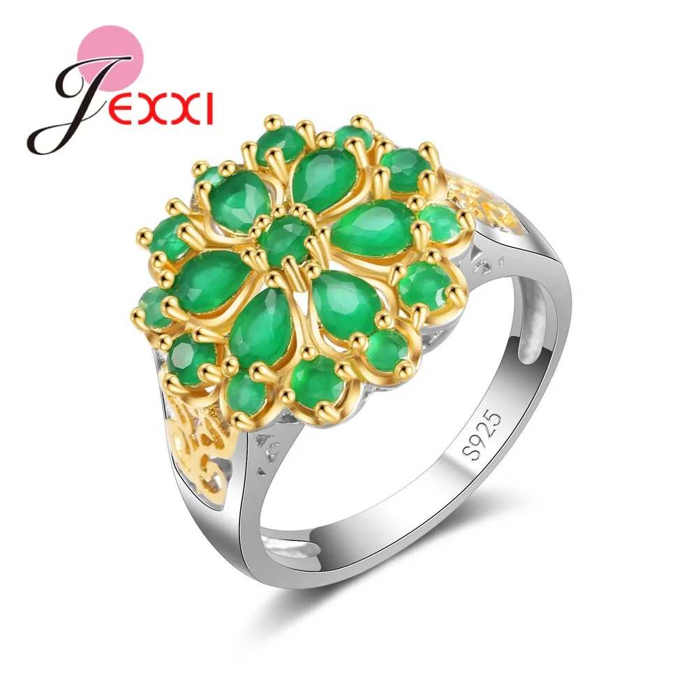 Vintage Women Female Wedding Party Finger Rings Jewelry with 5A Top Quality Green Crystals 925 Sterling Silver Accessory
Vintage Women Female Wedding Party Finger Rings Jewelry with 5A Top Quality Green Crystals 925 Sterling Silver Accessory
