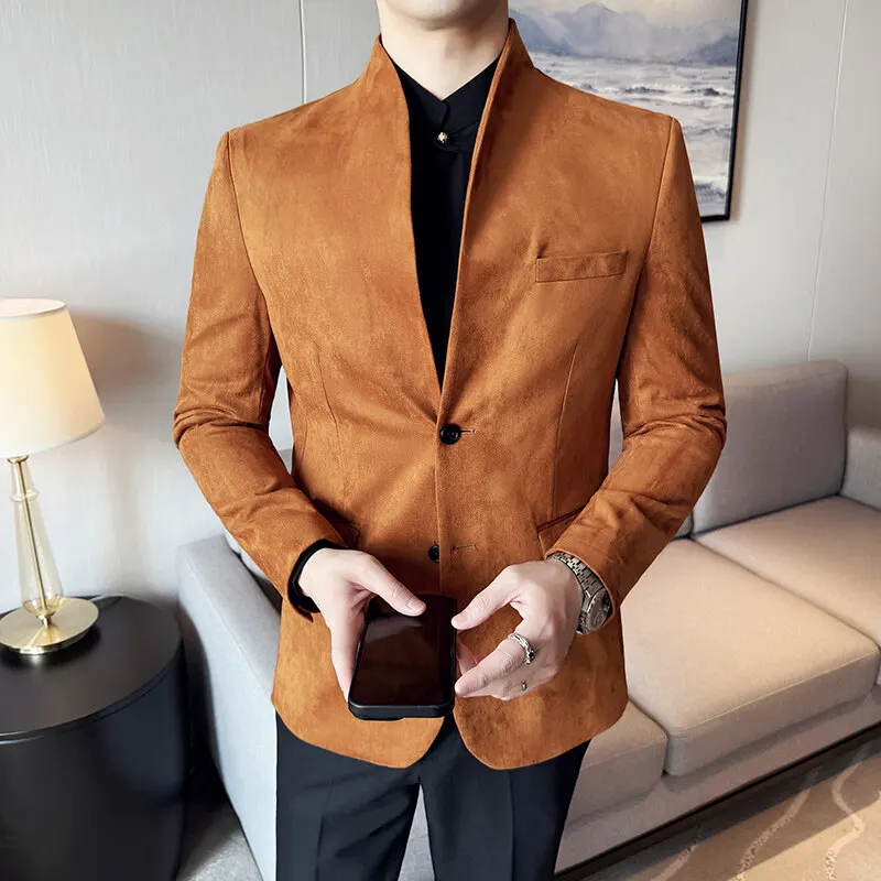 High Quality Suede Suit Jacket Men Fashion Slim Fit Stand Up Collar Casual Business Blazers Wedding Banquet Party Formal Jacket
High Quality Suede Suit Jacket Men Fashion Slim Fit Stand Up Collar Casual Business Blazers Wedding Banquet Party Formal Jacket
