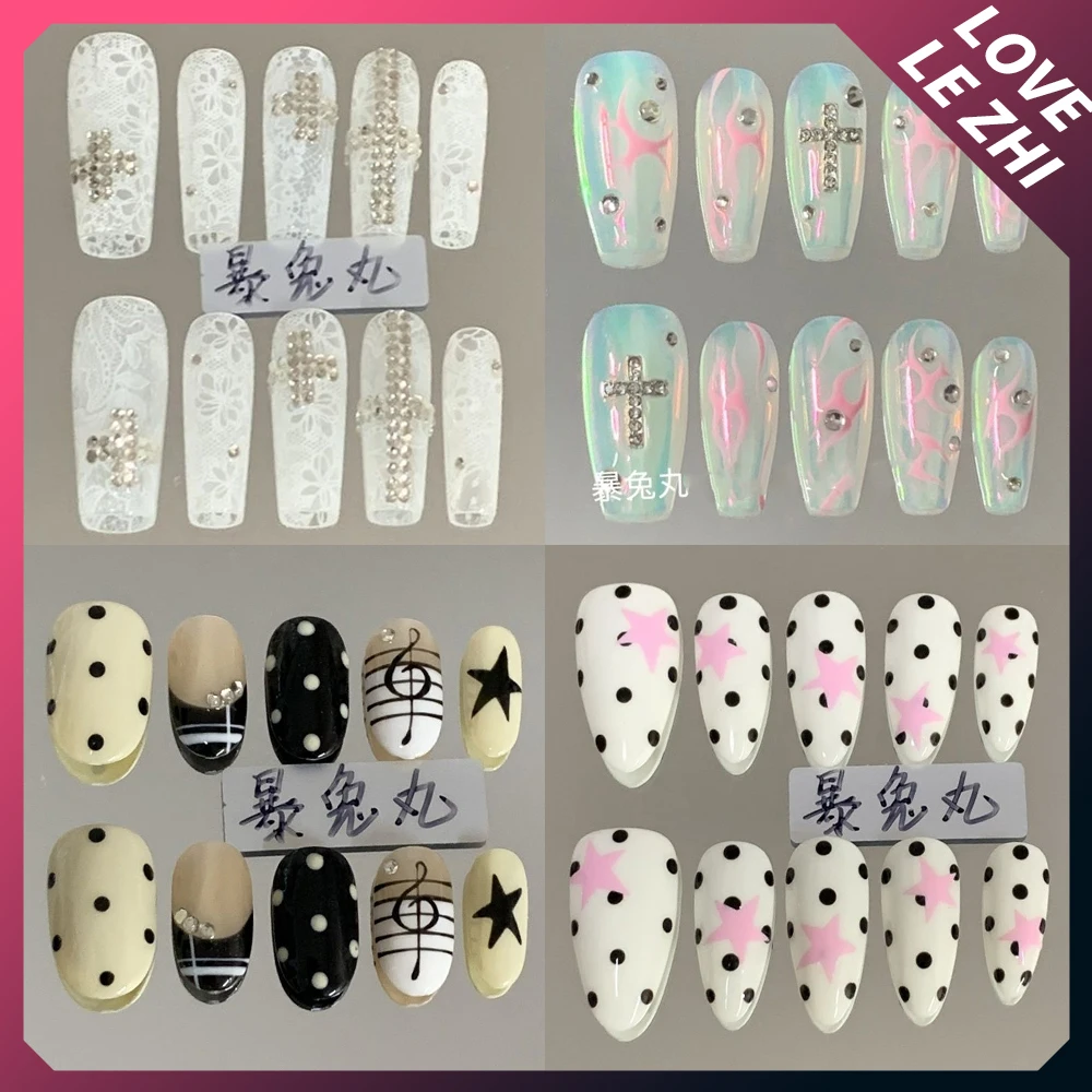 Spicy Girl Long Coffin Stiletto Handmade Reusable Press On Nails Diamond Flowers Bowknot Musical Notes Polka Point Fake Nails
Spicy Girl Long Coffin Stiletto Handmade Reusable Press On Nails Diamond Flowers Bowknot Musical Notes Polka Point Fake Nails