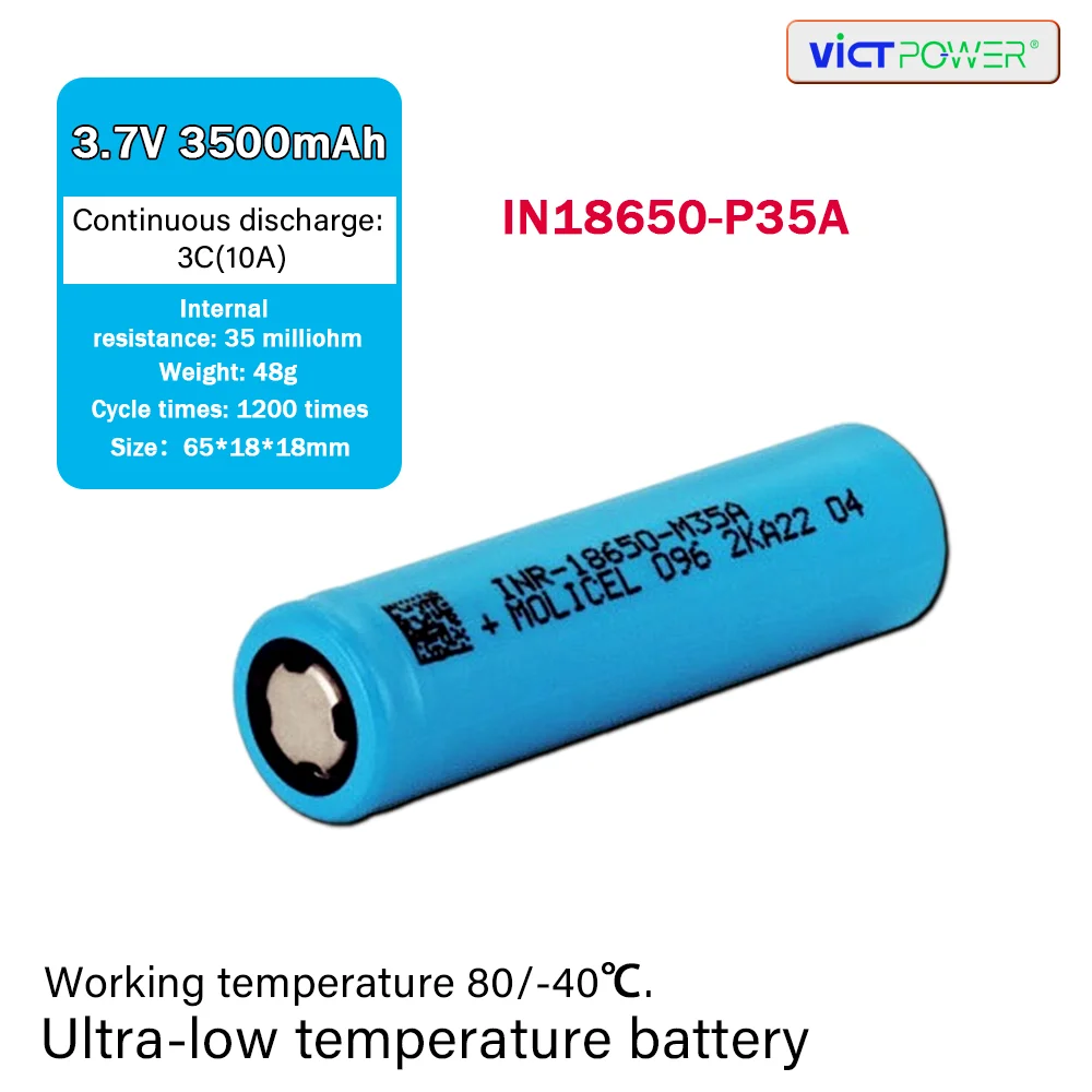 Victpower Rechargeable 18650 3500Mah Battery Inr18650-M35A 18650 35A 10C M35A Lithium Battery Molicel M35A
Victpower Rechargeable 18650 3500Mah Battery Inr18650-M35A 18650 35A 10C M35A Lithium Battery Molicel M35A