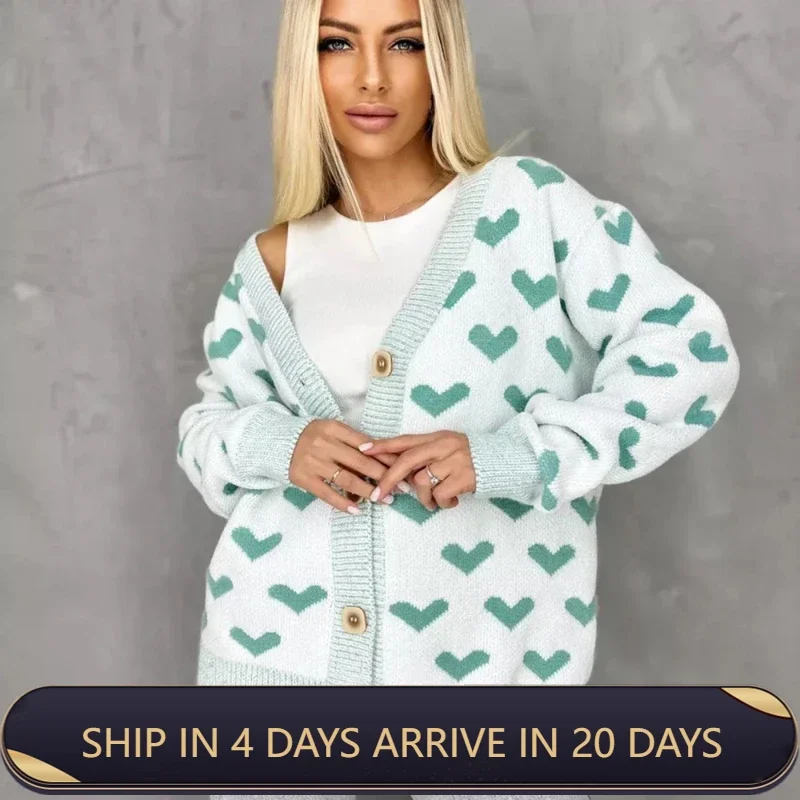 New Women's Knitted Cardigan 2024 Autumn Winter New Love Jacquard Sweater Women's Coat
New Women's Knitted Cardigan 2024 Autumn Winter New Love Jacquard Sweater Women's Coat