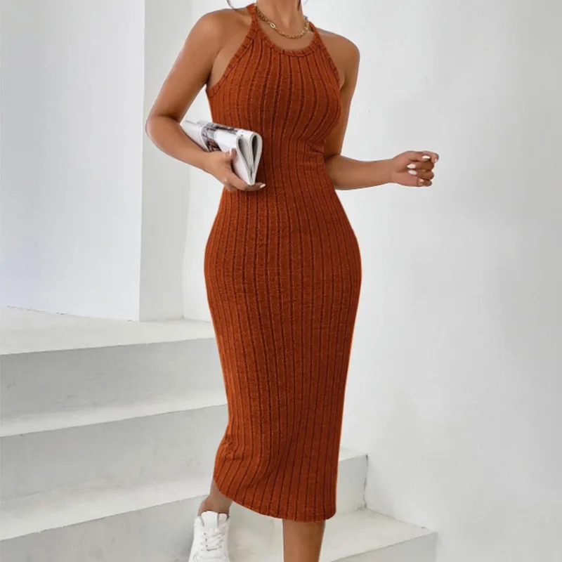 Women's Crew Neck Solid Sleeveless Spaghetti Strap Dress Knit Ribbed Longline Slim-Fit Casual Sports Tank Dress
Women's Crew Neck Solid Sleeveless Spaghetti Strap Dress Knit Ribbed Longline Slim-Fit Casual Sports Tank Dress