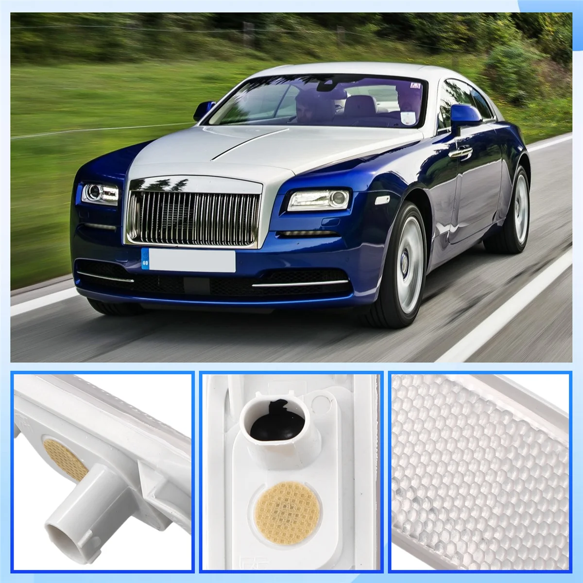 #491E Car Left Front Side Marker Light Fender Light Cover 63147223151 for Rolls Royce Ghost RR4 Wraith RR5 Dawn RR6 (ABS)
#491E Car Left Front Side Marker Light Fender Light Cover 63147223151 for Rolls Royce Ghost RR4 Wraith RR5 Dawn RR6 (ABS)