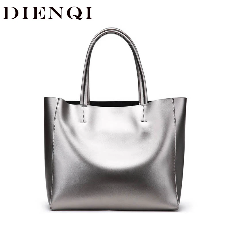 DIENQI Brand Women Genuine Leather Bags Silver Large Female Shoulder Bags Big Ladies Purses And Handbags Designer Tote Bags 2020
DIENQI Brand Women Genuine Leather Bags Silver Large Female Shoulder Bags Big Ladies Purses And Handbags Designer Tote Bags 2020