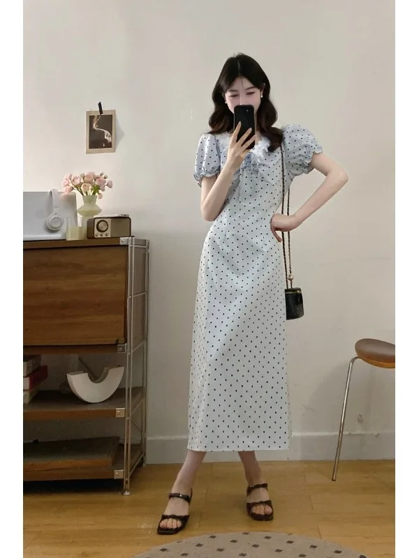 plus Size Polka Dot Long Dress V Neck Lace Belted Slimming Summer New Style French Style Citywalk Bubble Sleeve Midi Dress
plus Size Polka Dot Long Dress V Neck Lace Belted Slimming Summer New Style French Style Citywalk Bubble Sleeve Midi Dress